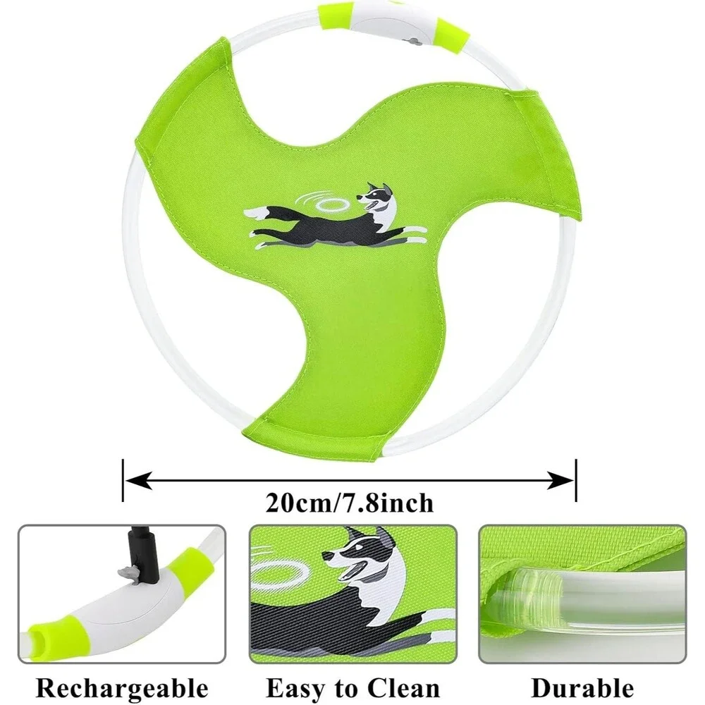 Dog Flying Disc Toy, Glow in The Dark Nylon Fetch Toy for Dogs, Green